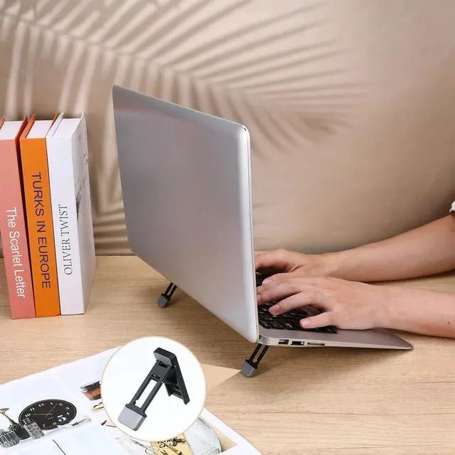 Alt view image 5 of 7 - 4 Pcs Portable Laptop Stand for Desk Foldable Keyboard Riser Stand Ergonomic Computer Keyboard Lift with Anti-Slip Pads Adjustable Tilt Self-Adhesive Keyboards Riser Feet for Laptop Most Keyboards