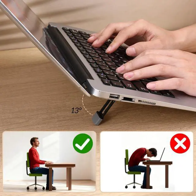 Alt view image 6 of 7 - 4 Pcs Portable Laptop Stand for Desk Foldable Keyboard Riser Stand Ergonomic Computer Keyboard Lift with Anti-Slip Pads Adjustable Tilt Self-Adhesive Keyboards Riser Feet for Laptop Most Keyboards