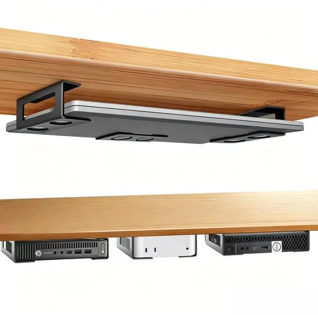 Main image of Under Desk Laptop Mount, Laptop Under Desk Mount 3 inches Tall Effective Space with Silicone Pad, Aluminum Under Desk Laptop Holder Rack for Laptop MacBook Dell OptiPlex PS4 & More