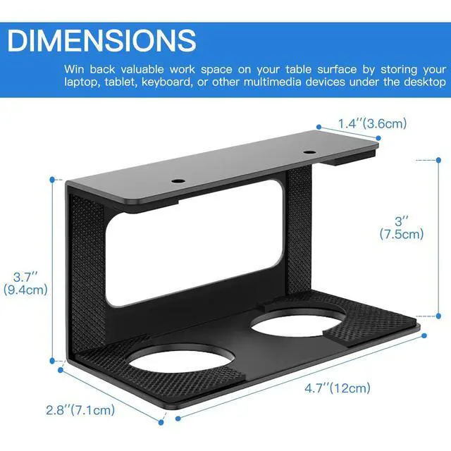 Alt view image 6 of 7 - Under Desk Laptop Mount, Laptop Under Desk Mount 3 inches Tall Effective Space with Silicone Pad, Aluminum Under Desk Laptop Holder Rack for Laptop MacBook Dell OptiPlex PS4 & More