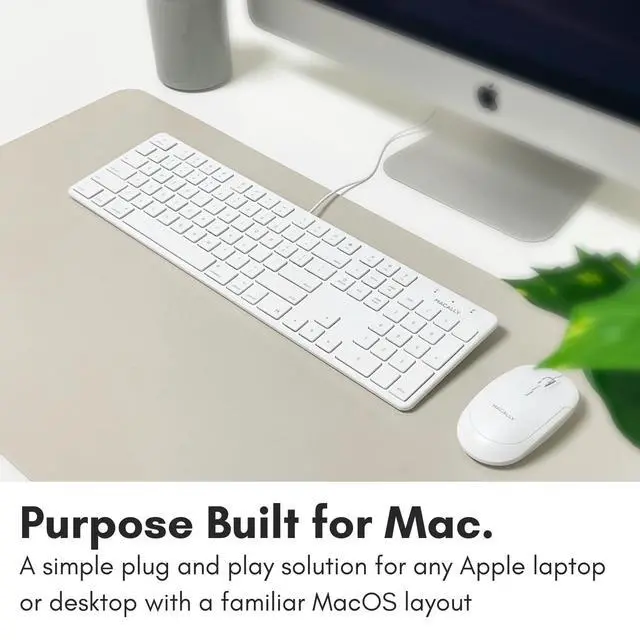 Alt view image 2 of 7 - Slim USB Wired Keyboard for Mac and Windows PC - Full Size 104 Key Layout & 16 Shortcut Keys - Scissor Keycaps for Smooth Typing - Mac Wired Keyboard with Numeric Keypad