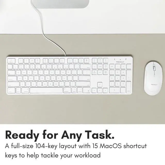 Alt view image 4 of 7 - Slim USB Wired Keyboard for Mac and Windows PC - Full Size 104 Key Layout & 16 Shortcut Keys - Scissor Keycaps for Smooth Typing - Mac Wired Keyboard with Numeric Keypad