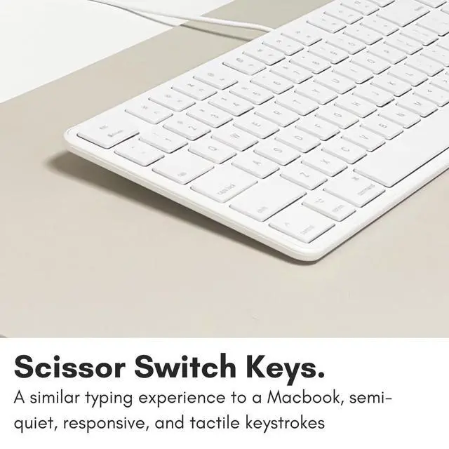 Alt view image 5 of 7 - Slim USB Wired Keyboard for Mac and Windows PC - Full Size 104 Key Layout & 16 Shortcut Keys - Scissor Keycaps for Smooth Typing - Mac Wired Keyboard with Numeric Keypad