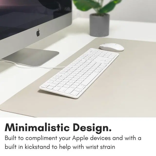 Alt view image 6 of 7 - Slim USB Wired Keyboard for Mac and Windows PC - Full Size 104 Key Layout & 16 Shortcut Keys - Scissor Keycaps for Smooth Typing - Mac Wired Keyboard with Numeric Keypad