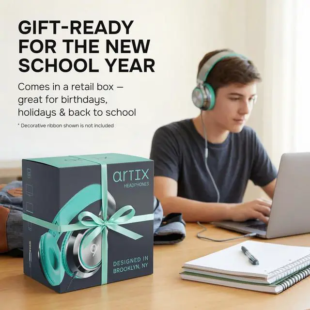 Alt view image 3 of 7 - Adults & Kids Headphones with Cord, Microphone & Volume Control - Wired Headphones with Mic, Plug In Teens Corded Head phones Wire for Laptop, Computer, Chromebook, iPad & Tablet 3.5mm Aux