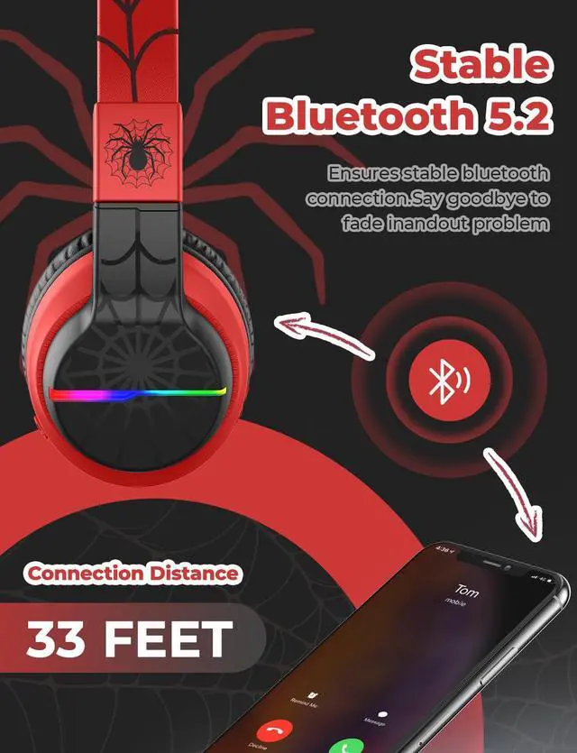 Alt view image 5 of 7 - Kids Bluetooth Headphones 85H Playtime with LED Lights Travel