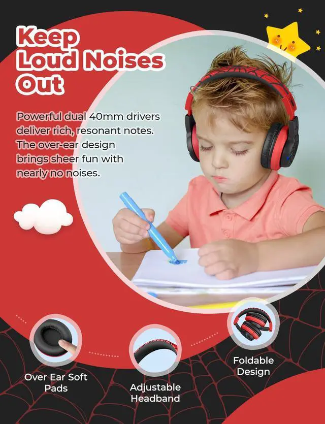 Alt view image 6 of 7 - Kids Bluetooth Headphones 85H Playtime with LED Lights Travel