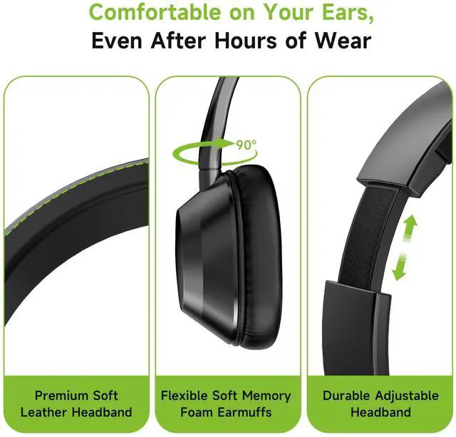 Alt view image 5 of 7 - Headset with Microphone for PC, ENC Noise-Cancelling Mic, USB-C/USB-A