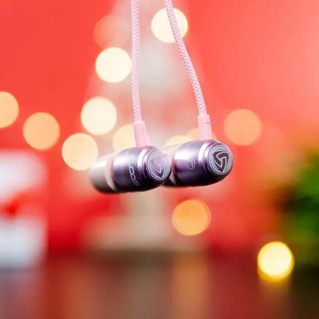 Alt view image 3 of 7 - Clamor Wired Earbuds in-Ear Headphones, 5 Years Warranty, Earphones with Microphone, Noise Isolating Ear Buds, Memory Foam for iPhone, Samsung, School Students, Kids, Women, Small Ears - Pink