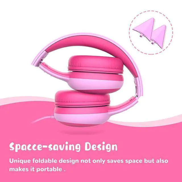 Alt view image 4 of 7 - Kids Headphones with Limited Volume, Cat Ear Toddler Headphones, Wired Headphone Over Ear for Boys and Girls,Stereo Sound Foldable 3.5mm Headset for Children