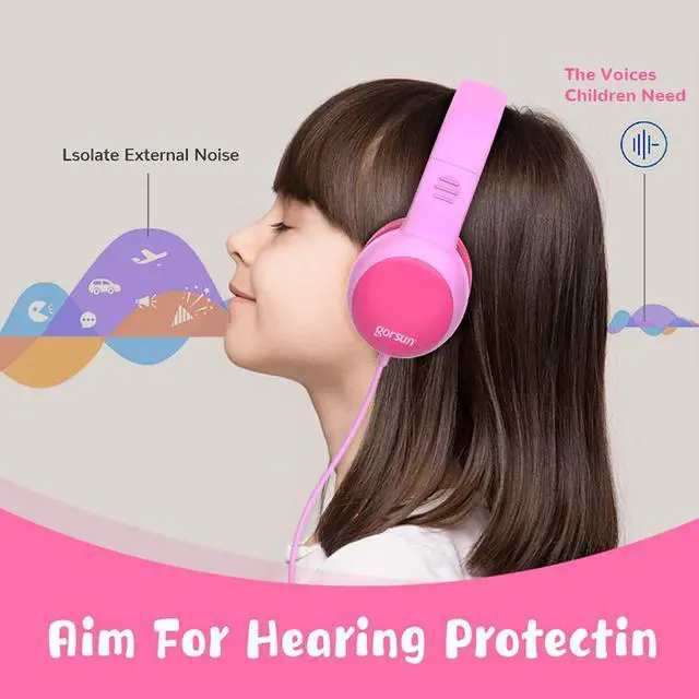 Alt view image 5 of 7 - Kids Headphones with Limited Volume, Cat Ear Toddler Headphones, Wired Headphone Over Ear for Boys and Girls,Stereo Sound Foldable 3.5mm Headset for Children