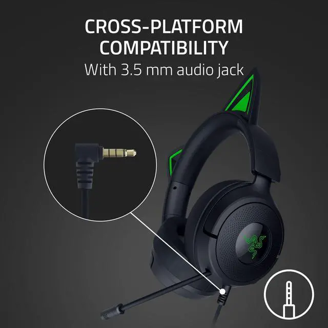 Alt view image 6 of 7 - Kraken Kitty V3 X Wired Gaming Headset, Kitty Ears, Black