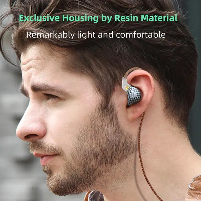 Alt view image 5 of 7 - Hybrid Banlance Armature with Dynamic in-Ear Earphone 1BA+1DD HiFi Headset Wired Earbuds IEM Headphones Gaming Earbuds (Black-zst Without Microphone)