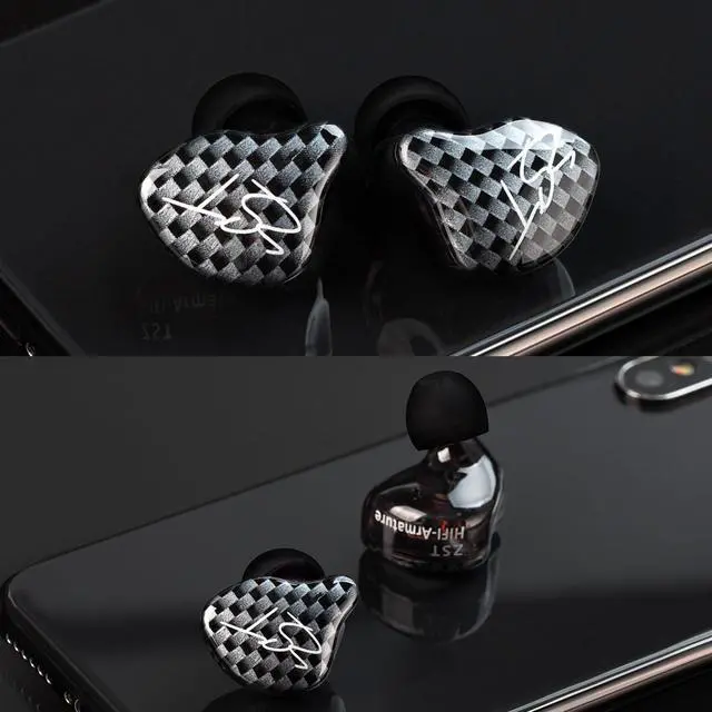 Alt view image 7 of 7 - Hybrid Banlance Armature with Dynamic in-Ear Earphone 1BA+1DD HiFi Headset Wired Earbuds IEM Headphones Gaming Earbuds (Black-zst Without Microphone)