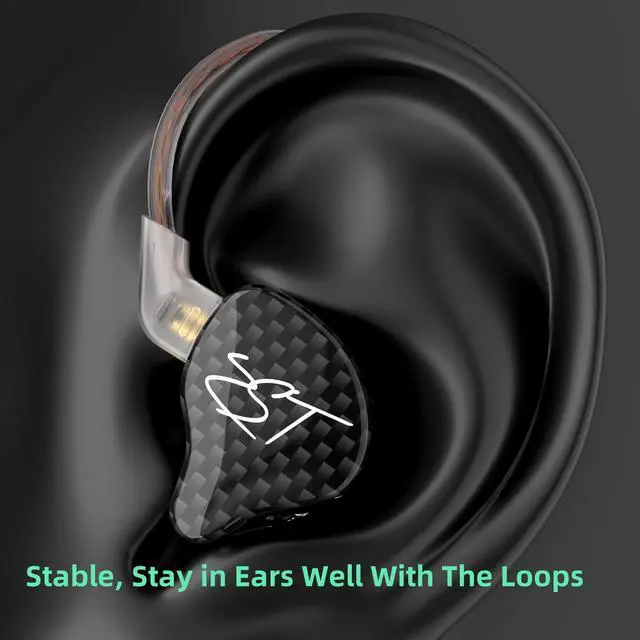 Alt view image 4 of 7 - Hybrid Banlance Armature with Dynamic in-Ear Earphone 1BA+1DD HiFi Headset Wired Earbuds IEM Headphones Gaming Earbuds (Black-zst Without Microphone)
