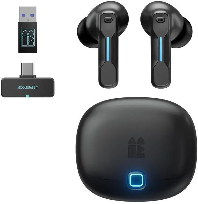 Main image of Wireless Gaming Earbuds with Mic, Compatible with PC PS5 PS4 Desktop VR, Computer Headphones, 2.4G Dongle & Bluetooth 5.4 Dual-Mode, 4 Built-in Microphones, 20ms Low Latency