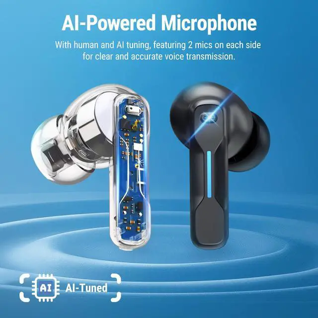 Alt view image 4 of 7 - Wireless Gaming Earbuds with Mic, Compatible with PC PS5 PS4 Desktop VR, Computer Headphones, 2.4G Dongle & Bluetooth 5.4 Dual-Mode, 4 Built-in Microphones, 20ms Low Latency