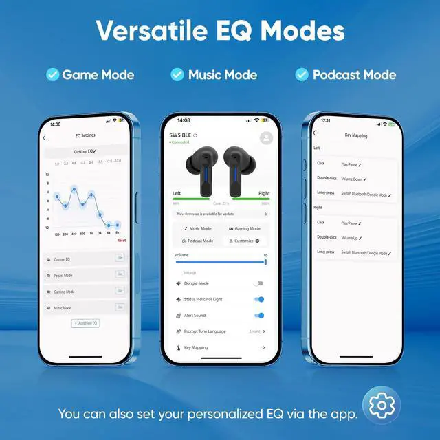 Alt view image 7 of 7 - Wireless Gaming Earbuds with Mic, Compatible with PC PS5 PS4 Desktop VR, Computer Headphones, 2.4G Dongle & Bluetooth 5.4 Dual-Mode, 4 Built-in Microphones, 20ms Low Latency