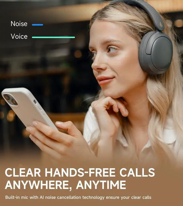 Alt view image 4 of 7 - Hybrid Active Noise Cancelling Over Ear Headphone, Gray