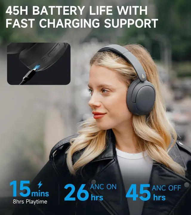 Alt view image 7 of 7 - Hybrid Active Noise Cancelling Over Ear Headphone, Gray