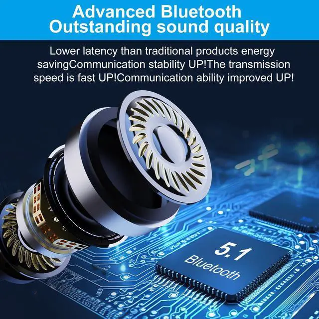 Alt view image 2 of 7 - Open-Ear Headphones Bluetooth 5.1 with ENC Noise Canceling Mic | Wireless Headset with Air Conduction & Mute Button Truck Driver Earphones, 10Hrs Battery for Work Driving Work Calls Meetings
