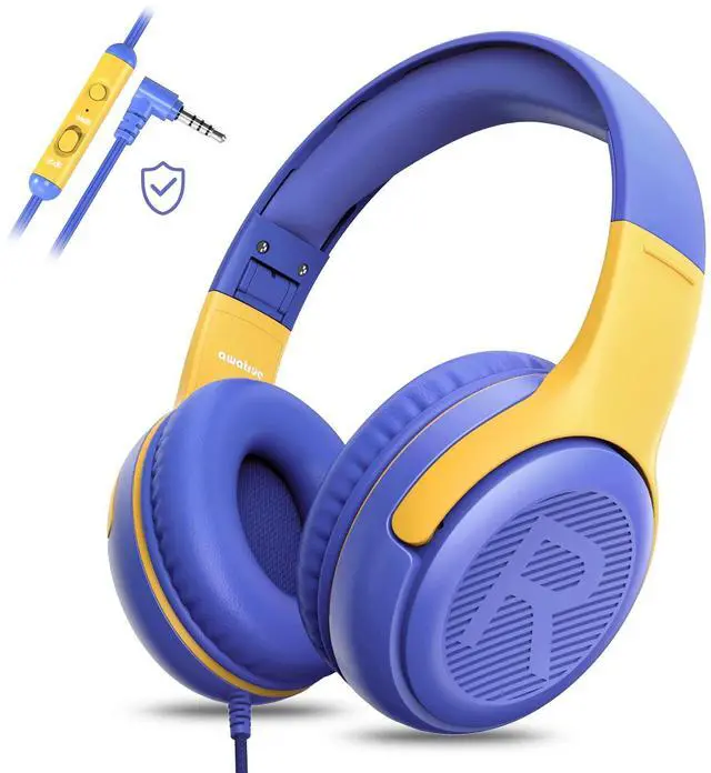 Main image of Kids Headphones Wired with Microphone for ipad Computer Laptop for Boys Girls Volume Limit Foldable Over Ear Headset for School 3.5mm Jack