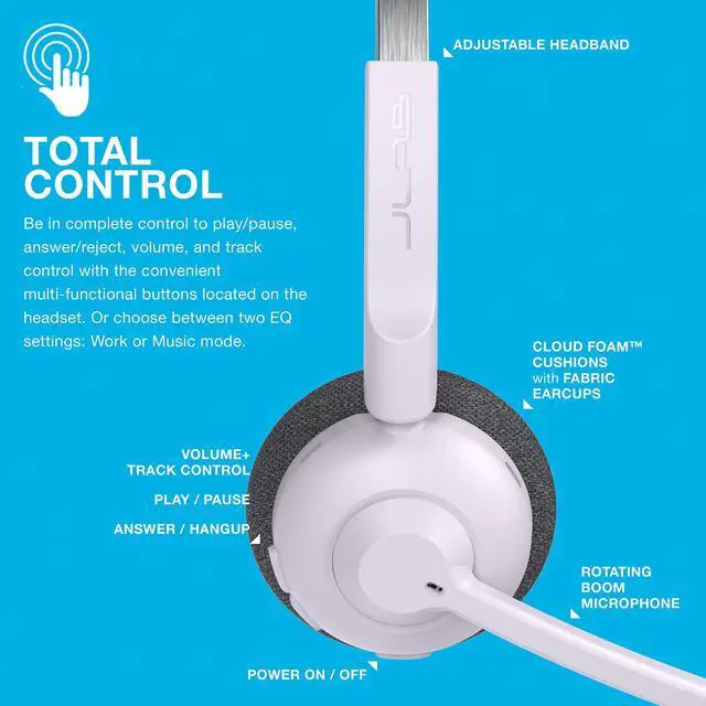 Alt view image 5 of 6 - Go Work Pop, On-Ear Wireless Headset, Bluetooth Multipoint, Noise Canceling Boom Mic, Lilac