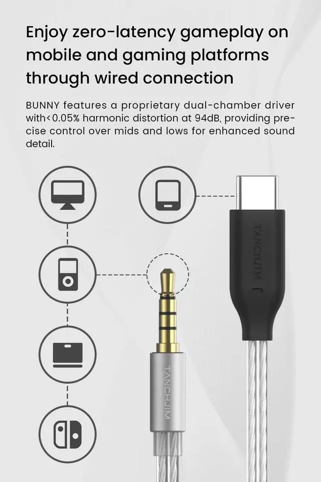 Alt view image 6 of 7 - Bunny Wired Gaming Earphones, HiFi IEM Earbuds with Mic-3.5mm