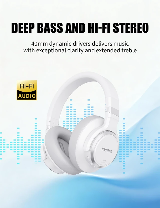 Alt view image 5 of 7 - Hybrid Active Noise Cancelling Headphones Over Ear Bluetooth Wireless ANC 70H Playtime, Transparency Mode, Microphone, Deep Bass, HiFi Stereo Sound for Home, Travel, Office