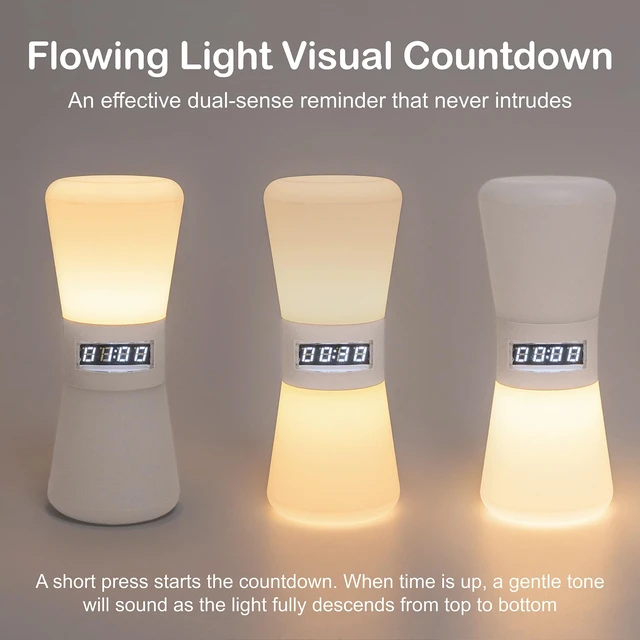 Alt view image 2 of 7 - Rechargeable Digital Hourglass, LED Visual Timers, 1-99 Mins | Adjustable Countdown Timer with Warm White Flowing Light, Portable Electronic Hourglass for Teens, Adults, School, Home