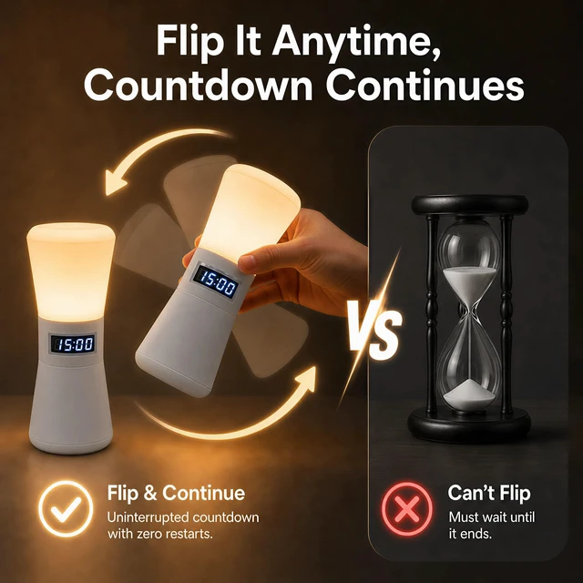 Alt view image 3 of 7 - Rechargeable Digital Hourglass, LED Visual Timers, 1-99 Mins | Adjustable Countdown Timer with Warm White Flowing Light, Portable Electronic Hourglass for Teens, Adults, School, Home