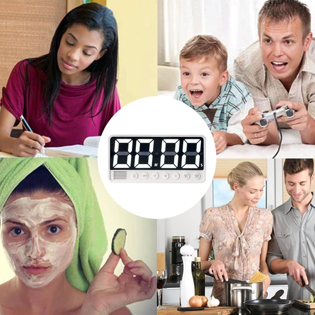 Alt view image 5 of 7 - Digital Kitchen Timer - 7.1 Extra Large Display LED Countdown Timer | Rechargeable Magnetic Back, 6 Alarms 4 Levels Volume, 3Memory Presets, Max 99Hrs, On/Off, Automatic Off for Classroom Kitchen