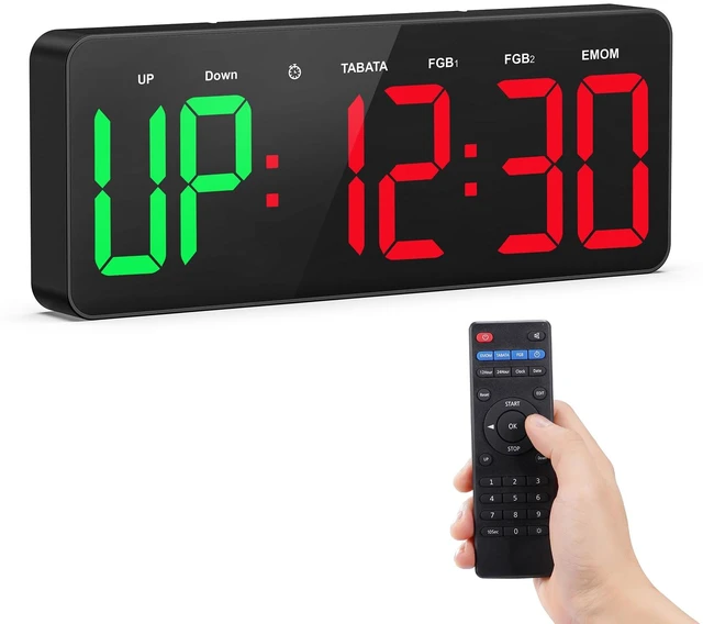 Main image of Gym Timer Clock Large Display, 12" LED Exercise Workout Interval Timer with Remote for Boxing Tabata/FGB/EMOM,Countdown/Up,Stopwatch Clock for Sports,Home Gym,Yoga,Garage,Office,Classroom