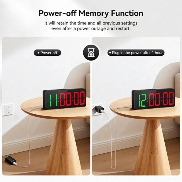 Alt view image 6 of 7 - Gym Timer Clock Large Display, 12" LED Exercise Workout Interval Timer with Remote for Boxing Tabata/FGB/EMOM,Countdown/Up,Stopwatch Clock for Sports,Home Gym,Yoga,Garage,Office,Classroom