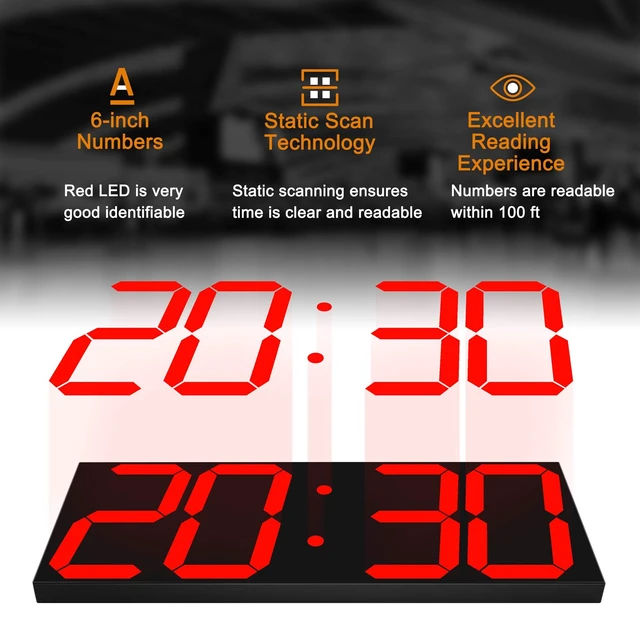 Alt view image 5 of 7 - LED Large Digital Wall Clock, Oversize Wall Clock with 6 Numbers, Remote Control Count up/Countdown Timer Clock, Auto Dimmer, Big Calendar and Thermometer(Red)