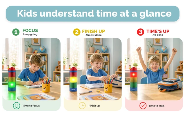 Alt view image 2 of 7 - Visual Timer for Kids, Stoplight Timer for Classroom Toddlers | Color Alerts, Memory Function, Build Time Awareness ,5 Volume Levels, Mute, Pause, ADHD, Autistim