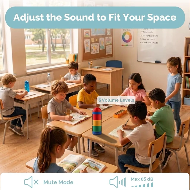 Alt view image 7 of 7 - Visual Timer for Kids, Stoplight Timer for Classroom Toddlers | Color Alerts, Memory Function, Build Time Awareness ,5 Volume Levels, Mute, Pause, ADHD, Autistim