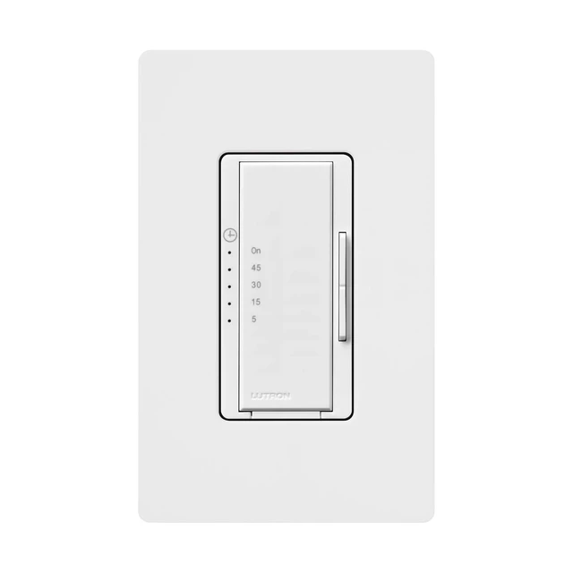 Alt view image 2 of 7 - Maestro Countdown Timer Switch for Fans and Lights, 3A Fan/150W LED, Single-Pole/Multi-Location, White (MA-T51MNBG-WH)