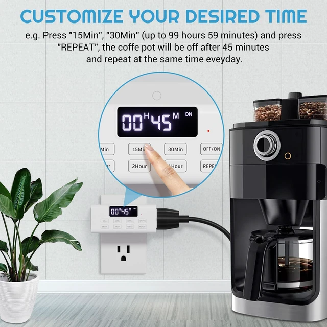 Alt view image 6 of 7 - 2-Pack Countdown Timer Outlet, Digital Dual Plug with Large LCD | Up to 99 Hours, Repeat Function & Auto Shut Off, Electric Timers for Charger, Lights, Vacation Security & Home Appliances