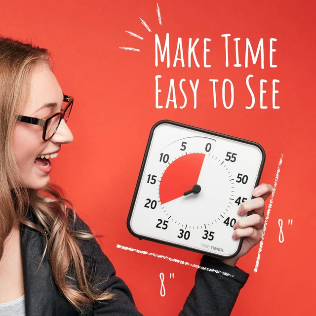 Alt view image 3 of 7 - 8 inch Visual Timer - 60 Minute Kids Desk Countdown Clock with Dry Erase Activity Card, Also Magnetic - for Kids Classroom, Homeschooling Study Tool, Task Reminder, Home and Kitchen Timer