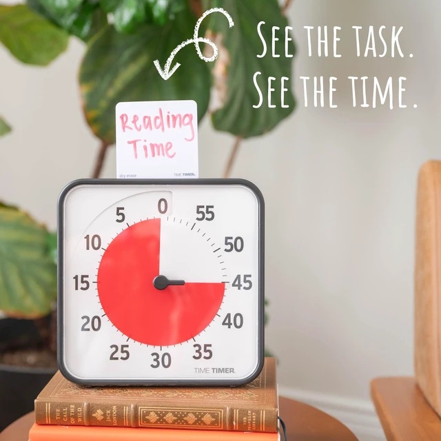 Alt view image 6 of 7 - 8 inch Visual Timer - 60 Minute Kids Desk Countdown Clock with Dry Erase Activity Card, Also Magnetic - for Kids Classroom, Homeschooling Study Tool, Task Reminder, Home and Kitchen Timer