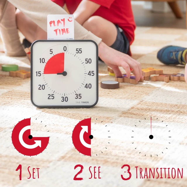 Alt view image 4 of 7 - 8 inch Visual Timer - 60 Minute Kids Desk Countdown Clock with Dry Erase Activity Card, Also Magnetic - for Kids Classroom, Homeschooling Study Tool, Task Reminder, Home and Kitchen Timer