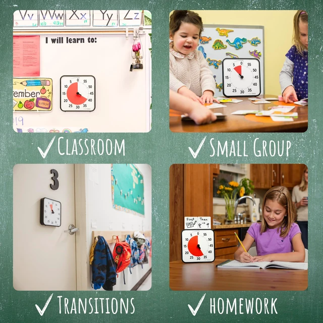 Alt view image 7 of 7 - 8 inch Visual Timer - 60 Minute Kids Desk Countdown Clock with Dry Erase Activity Card, Also Magnetic - for Kids Classroom, Homeschooling Study Tool, Task Reminder, Home and Kitchen Timer