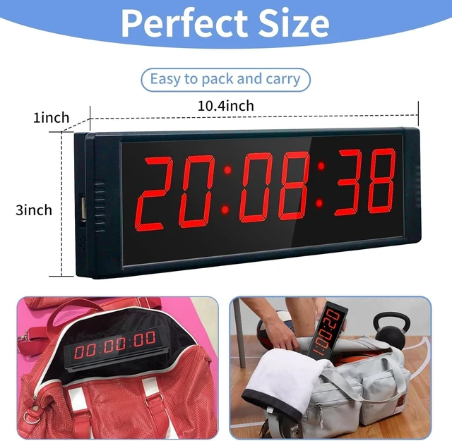 Alt view image 2 of 6 - Large Stopwatch with Start/Stop Button, LED Digital Timer with Remote, Countdown Clock with Buzzer, Gym Clock for Home Gym, Interval Timer for Workout
