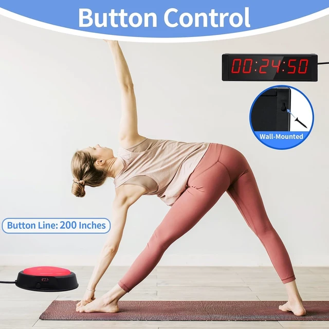 Alt view image 4 of 6 - Large Stopwatch with Start/Stop Button, LED Digital Timer with Remote, Countdown Clock with Buzzer, Gym Clock for Home Gym, Interval Timer for Workout