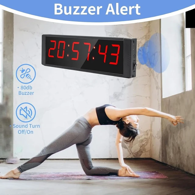 Alt view image 6 of 6 - Large Stopwatch with Start/Stop Button, LED Digital Timer with Remote, Countdown Clock with Buzzer, Gym Clock for Home Gym, Interval Timer for Workout