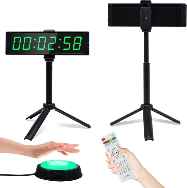 Main image of Gym Timer Clock for Home Gym, Fitness Timer with Stopwatch Button, Large Digital Stopwatch Countdown Clock, 12/24H Digital Wall Clock, with Stand