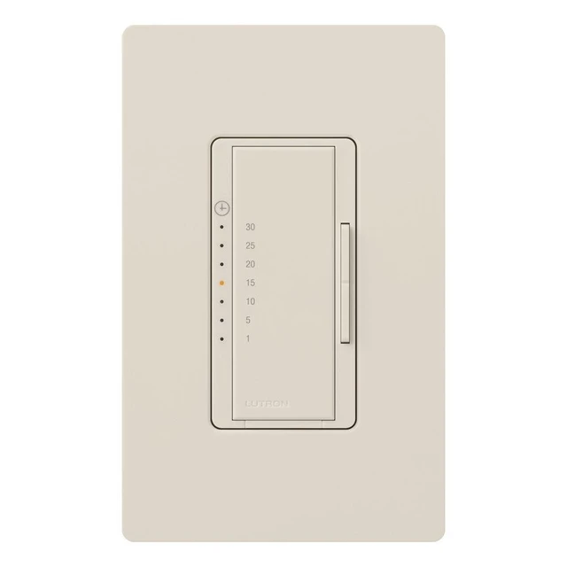 Alt view image 2 of 7 - Maestro Countdown Timer Switch for Fans and Lights, Timer Switch for Lights, 3A/150-Watt LED Bulbs, Single-Pole/Multi-Location, MA-T51MN-LA, Almond