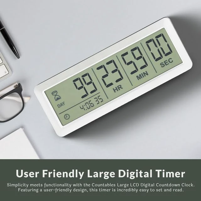 Alt view image 4 of 6 - Large LCD Digital Countdown Timer - Up to 999 Days Big Display Count Down Clock for Retirement, Wedding, Birthday, Holiday & All Events (White)