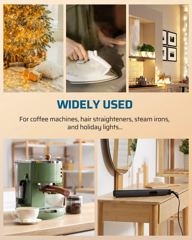 Alt view image 4 of 7 - Indoor Countdown Timer Outlet, 15/30/45/60min Settings | 2 Pack, Auto Shut Off, 125V/15A Resistive/1000W Tungsten, 3 Prong, 1/3 HP, Safety Outlet for Seasonal Decor, Coffee Pot
